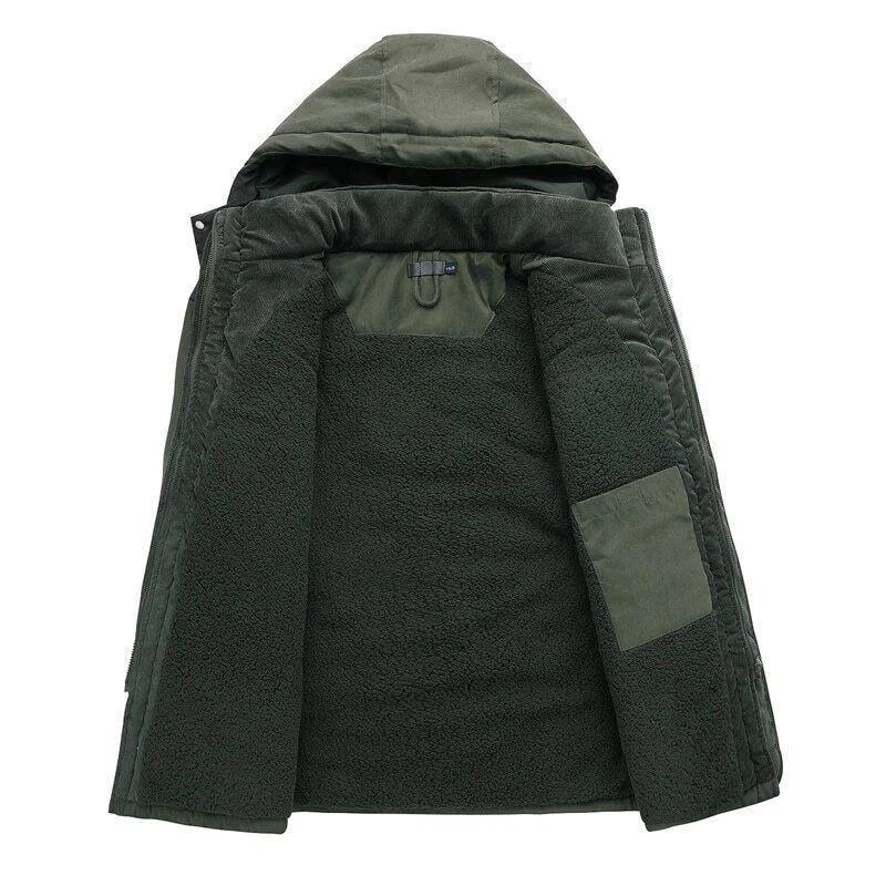 Men's Warm Winter Parka Fleece Coat Thick Padded Hooded Outdoor Casual Jacket