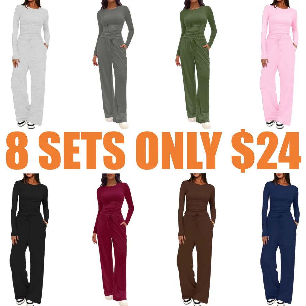 Women's Solid Ruched Drawstring Loungewear Set