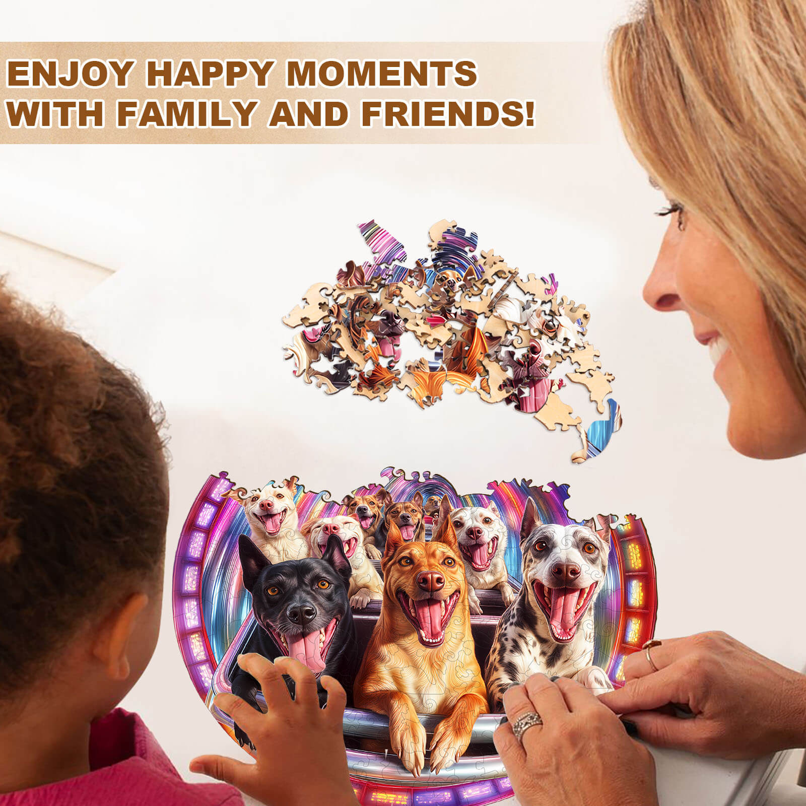 Dog Roller Coaster Wooden Jigsaw Puzzle