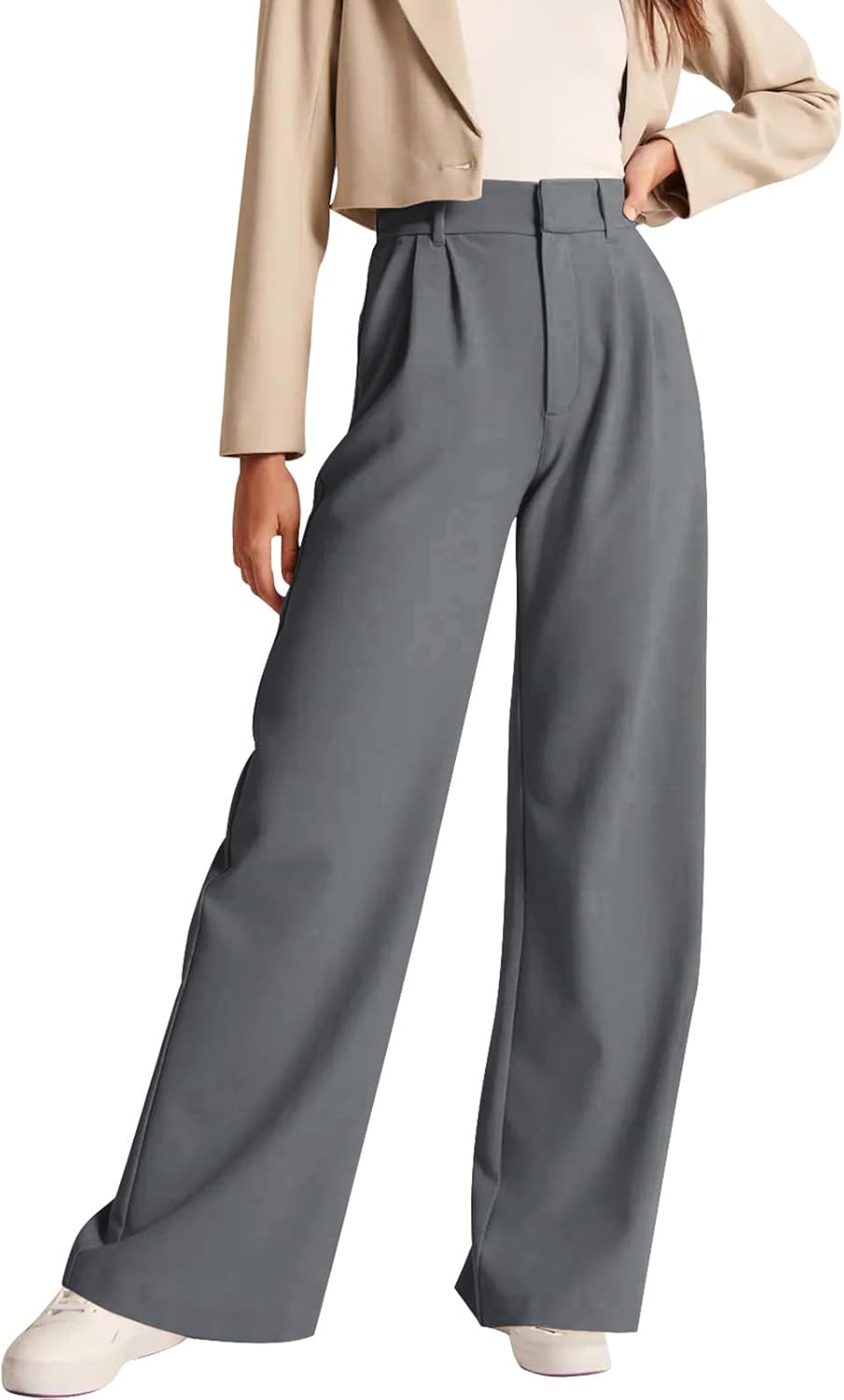 High-Waisted Work Pants for Women – Business Casual Office Trousers with Pockets