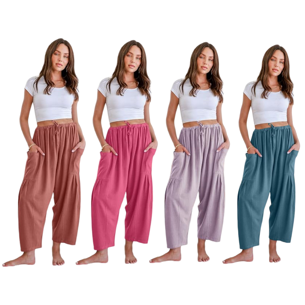 🎁Women's Polyester Wide Leg Pants with Pockets