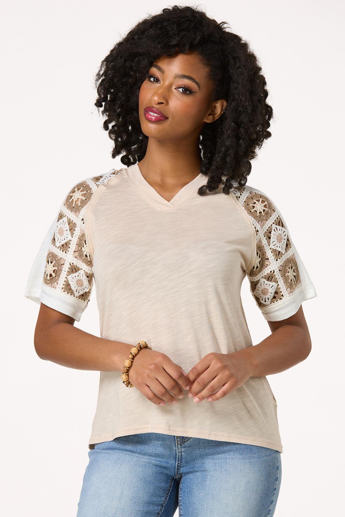 Crochet Sleeve Hooded Top