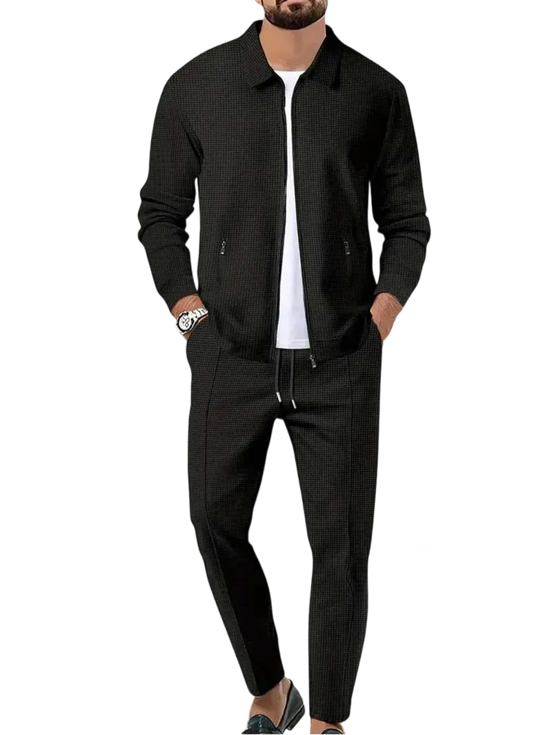 Men's solid color sports two-piece set