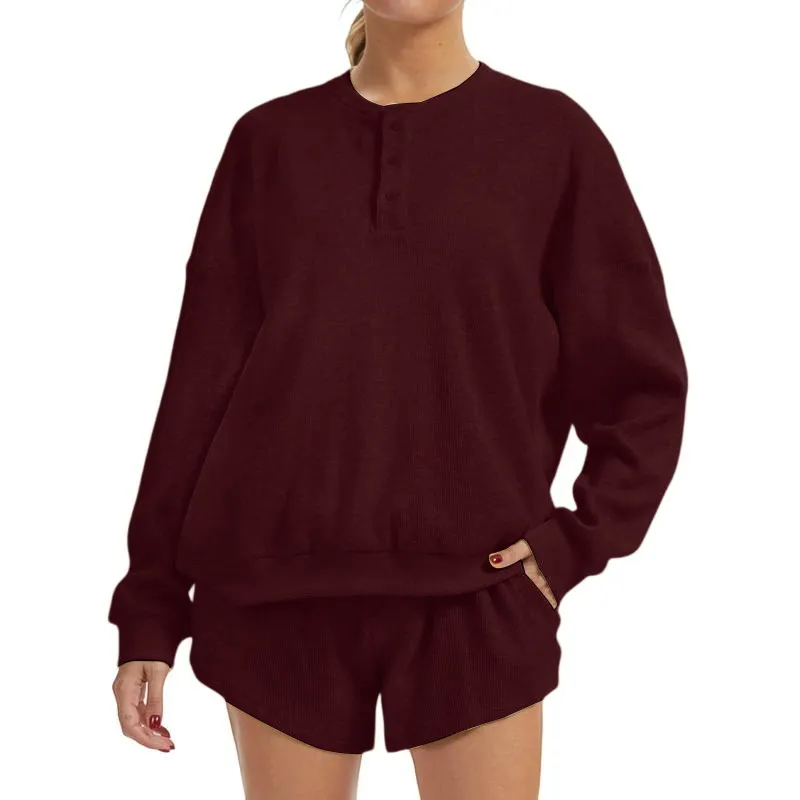 Women's Oversized Waffle Knit Lounge Set
