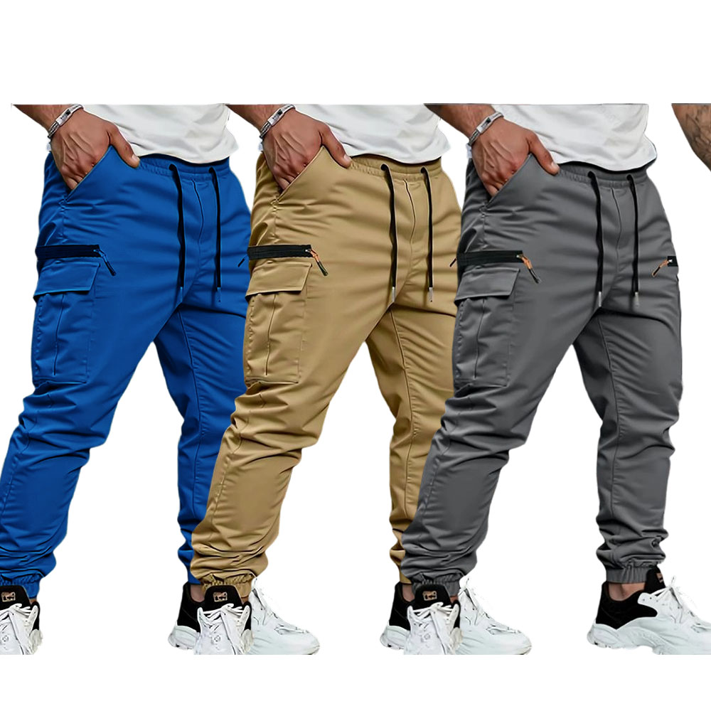 Men's work pants with tapered ankles and rolled hems - durable non-stretch casual outdoor pants