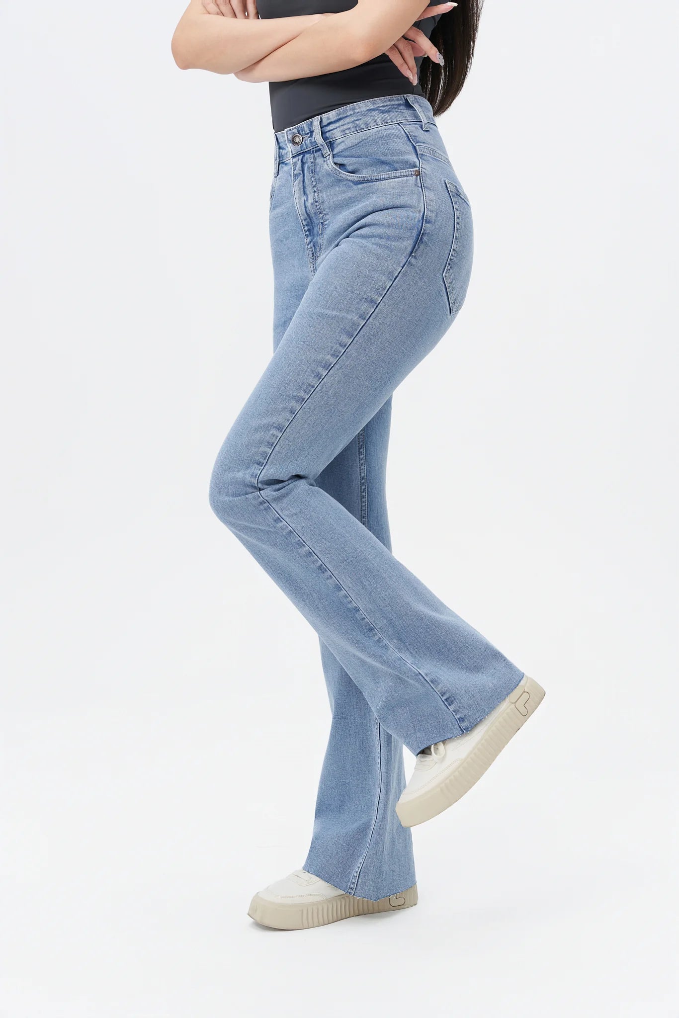 Blue Glow Wave Bootcut Jeans