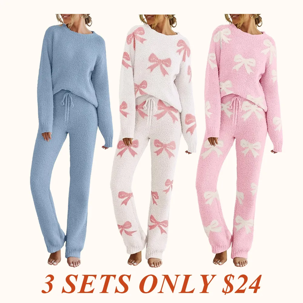 Womens Pajama Sets 2025 Fall Lounge Sweater Set