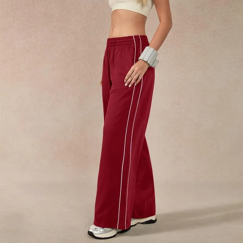 Women's Baggy Wide-Leg Pants – Pocket Design, Elastic Waist & Side