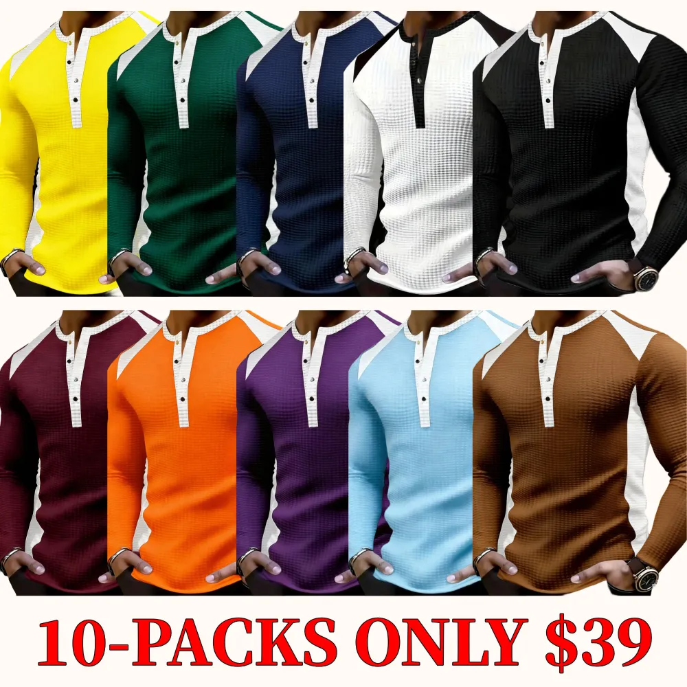 Men's color-block Henley shirt
