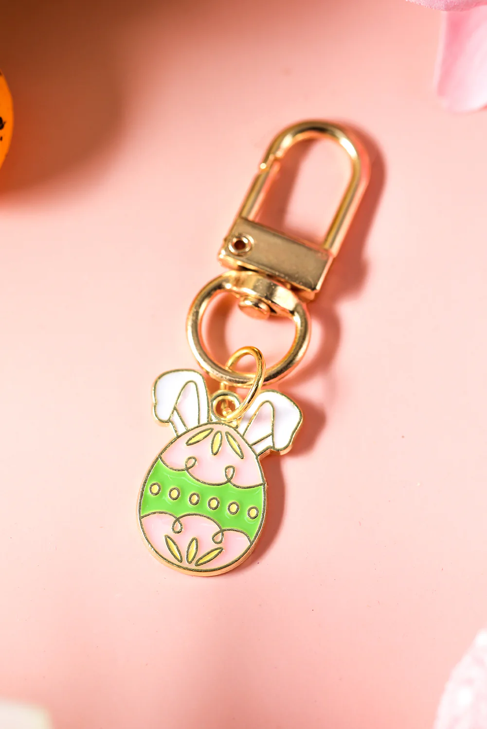 Pink Easter Egg Plated Alloy Keychain