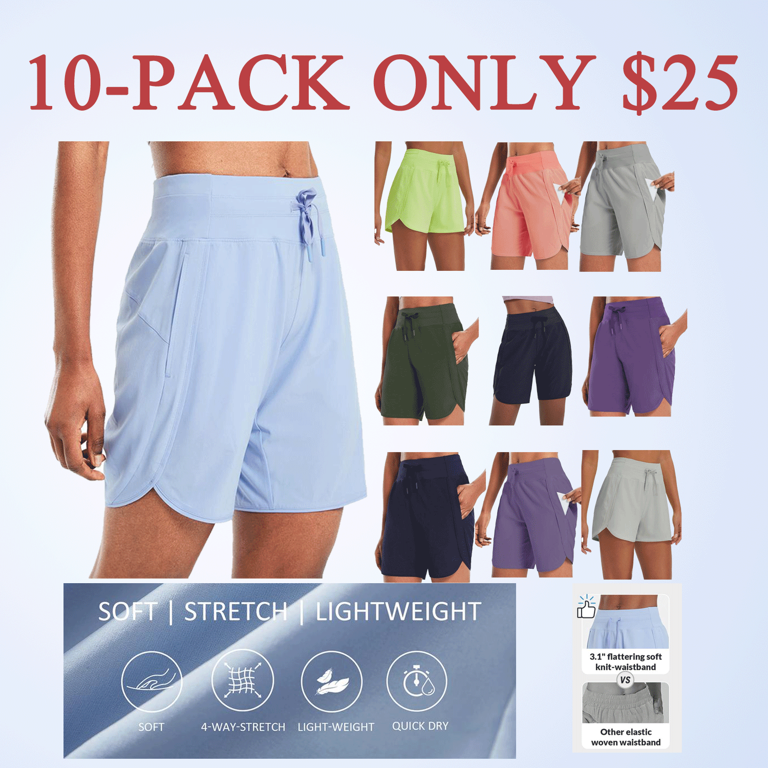 Women’s High-Waist Quick-Dry Athletic Shorts (3