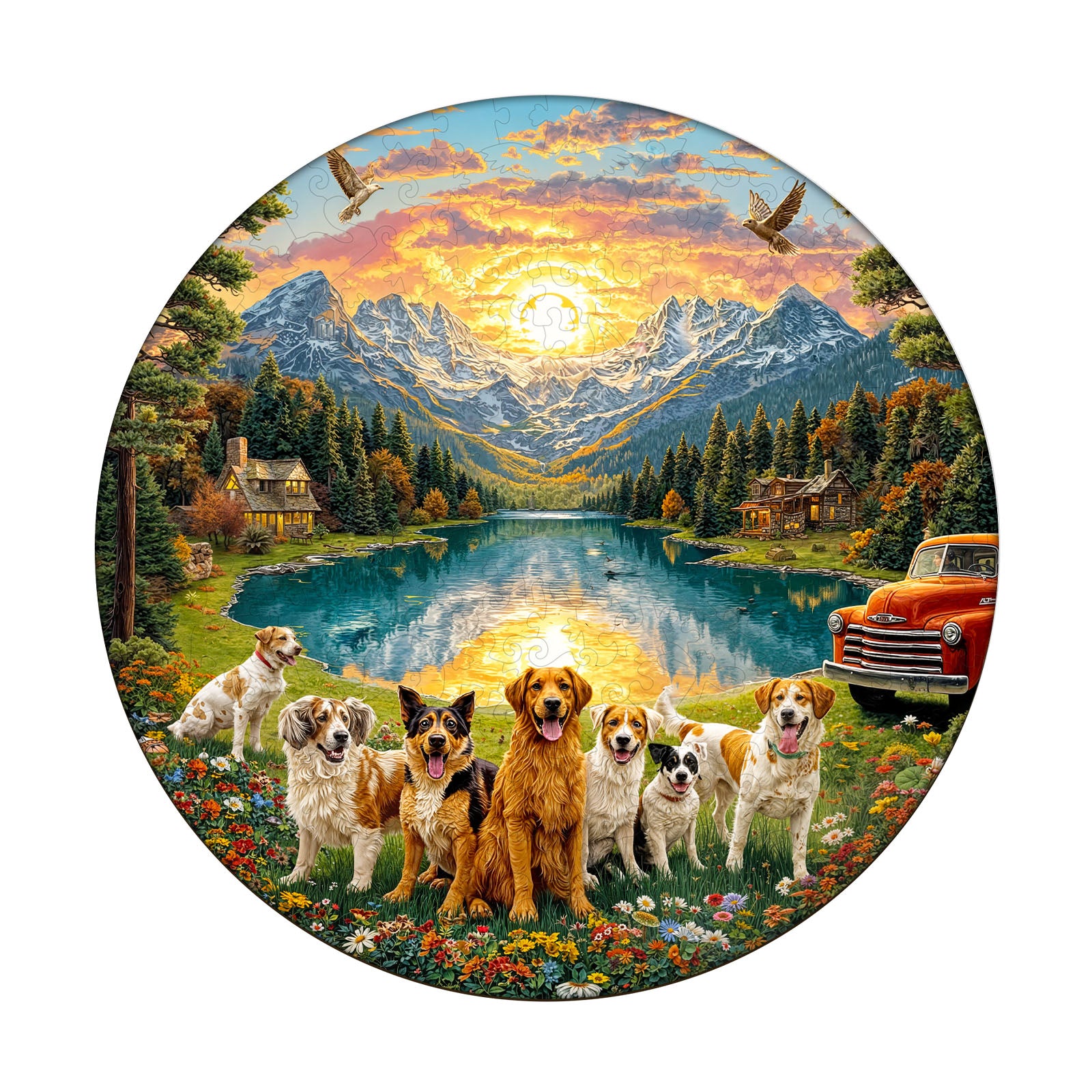 Puppy Scenic World Wooden Jigsaw Puzzle