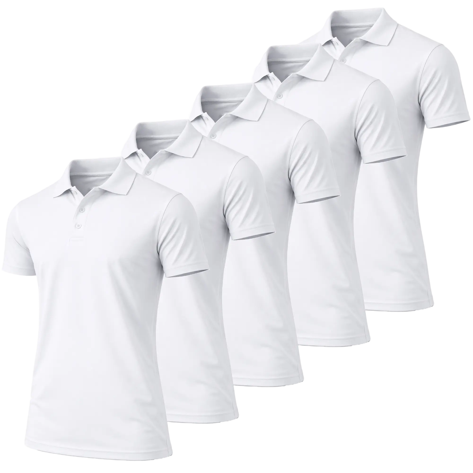 Men's  Dry Fit Moisture-Wicking Fabric Polo Collar Shirt Menswear Stylish Ribbed Sleeve