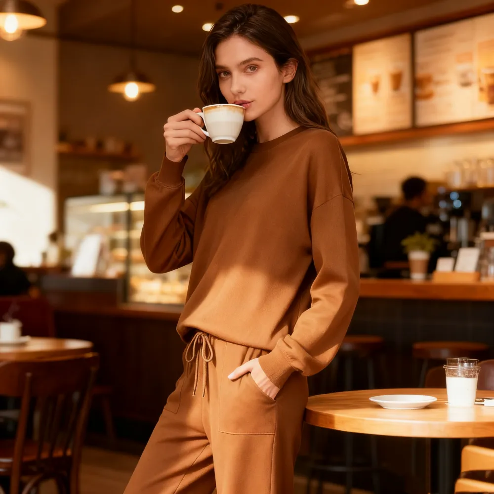 Women's Long Sleeve Knit Loungewear Jogger Set