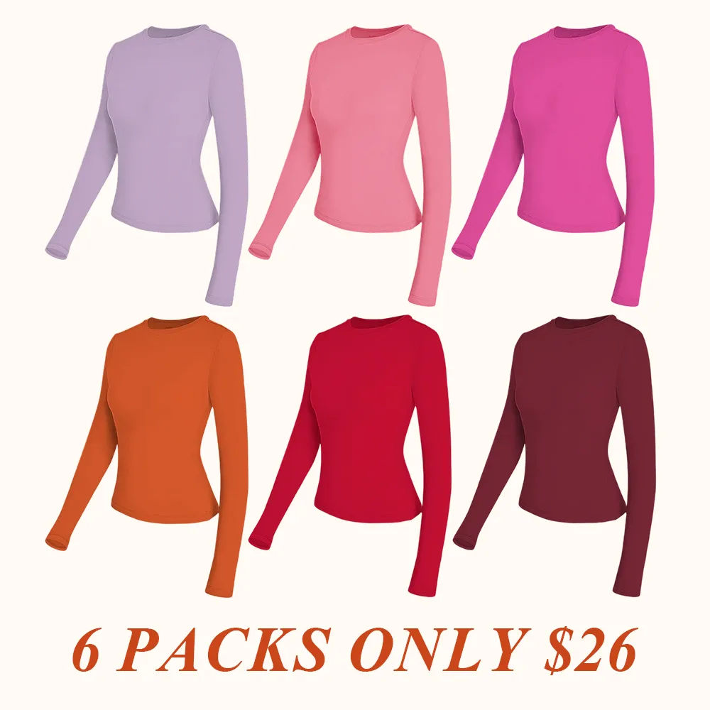 Women's Long Sleeve Shirts Basic Crop Tops