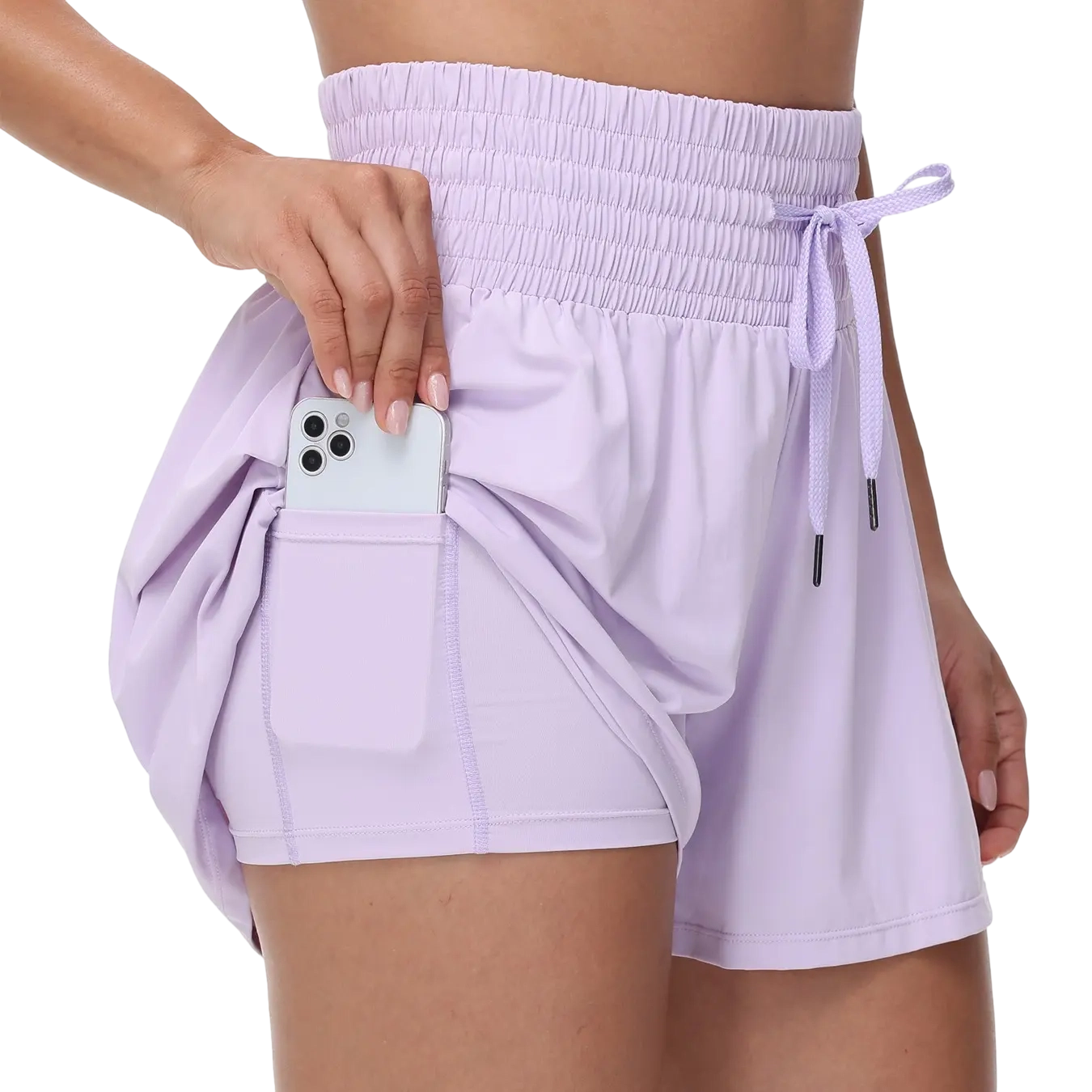 Women's High-Waisted 2-in-1 Flowy Athletic Shorts (With Pockets)
