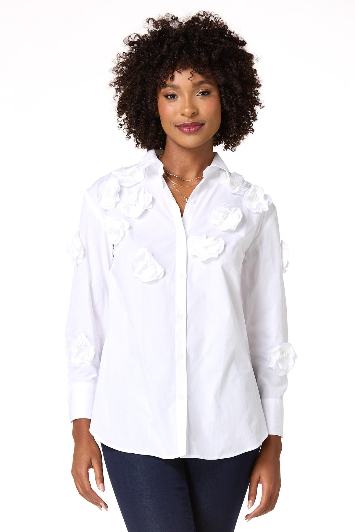 3d Flower Poplin Shirt