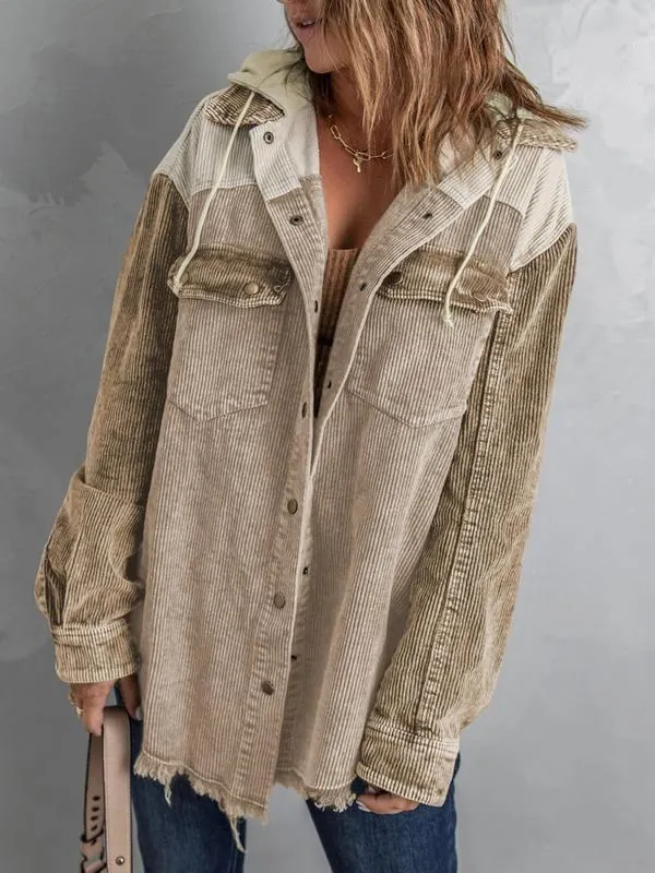 Women's Colorblock Button Front Corduroy Jacket