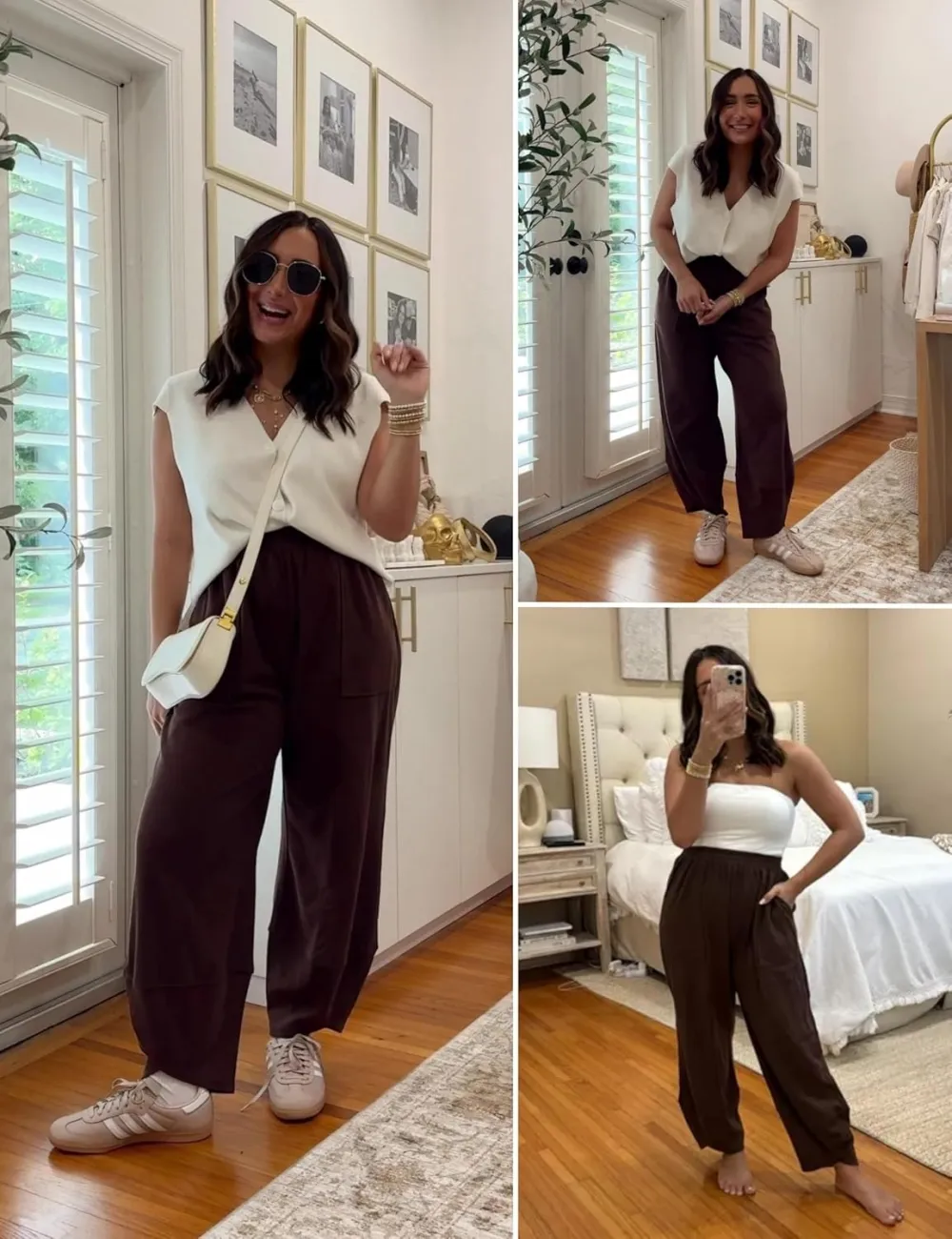 Women's Wide Leg Harem Pants Casual Palazzo Pants with Pockets High Waist Relaxed Fit