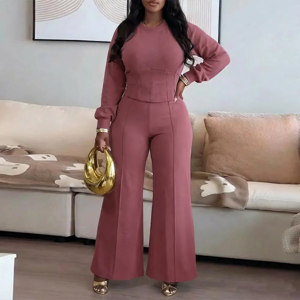 Women's Casual Seam Design Sweatpants Set