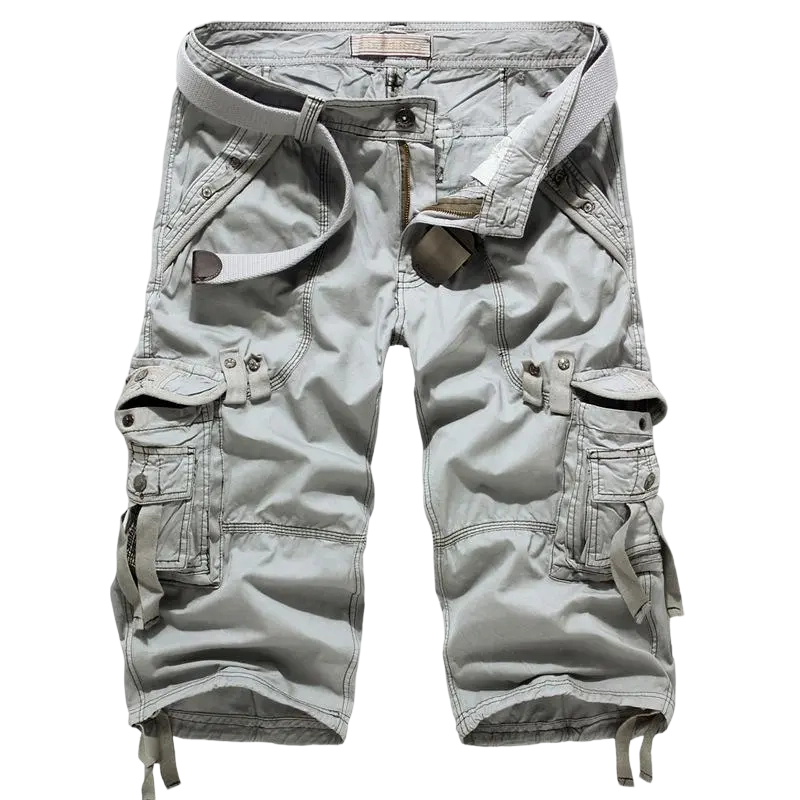 Men's Korean Style Multi-Pocket Cargo Shorts Fashion Trend Multi-Pocket Mid-Length Shorts Men's Casual Shorts Pants Cotton Fabric Khaki Menswear Cropped