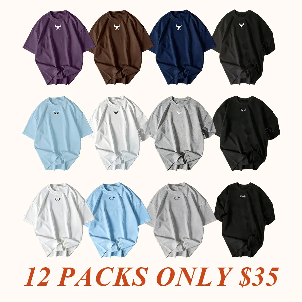 Oversized T-Shirts with Small Dumbbell Chest Print, Minimalist Streetwear for Gym Enthusiasts and Casual Everyday Wear