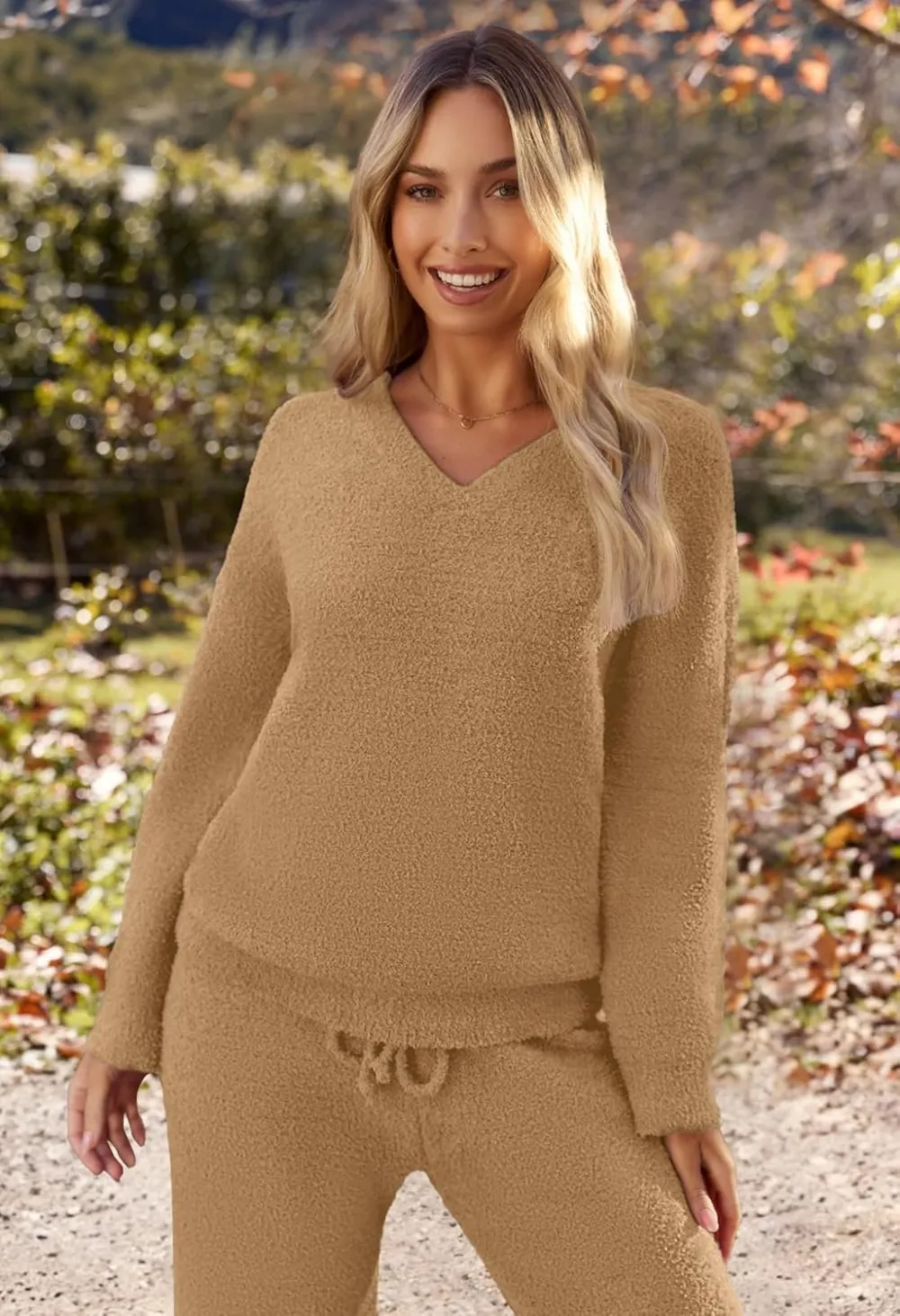 Women's Lounge Sets 2025 Fall Fashion 2 Piece Outfits Sweater Pajama Set