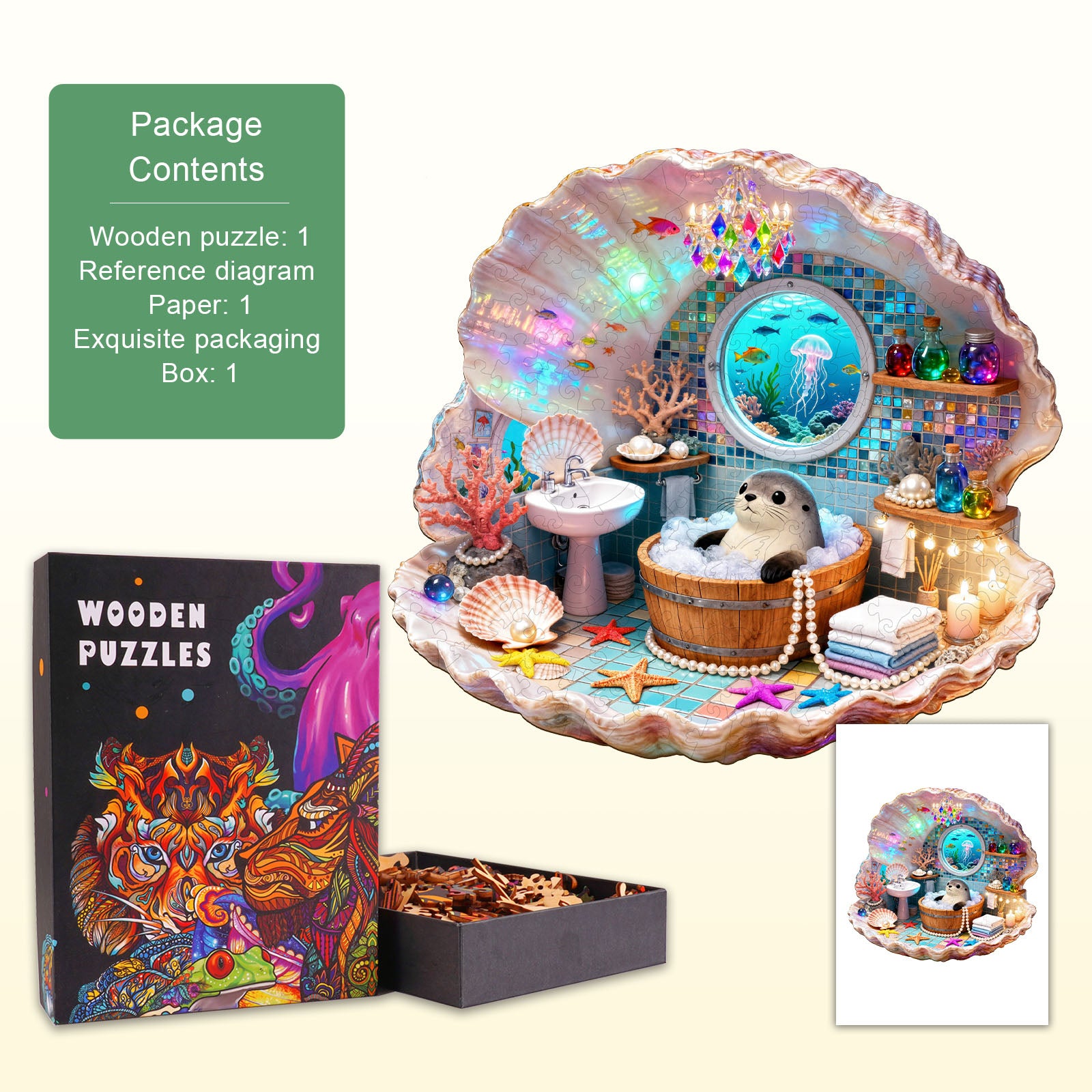 Bathing Seal Wooden Jigsaw Puzzle