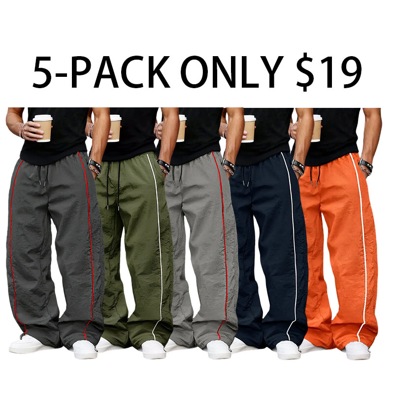 Men's Casual Striped Printed Comfortable Straight-Leg Sports Pants