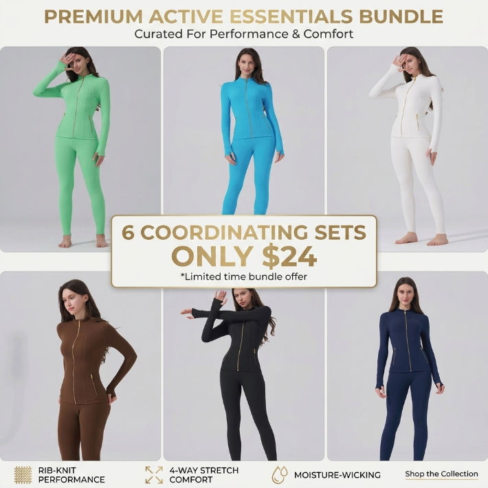 ✨ Gold Zipper Active Track Suit Set – Women’s Yoga & Lounge Wear