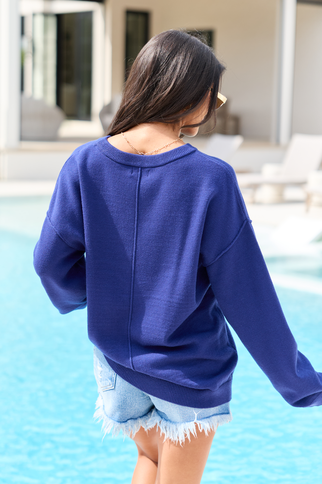 Home Of The Free Navy Textured Flag Sweater