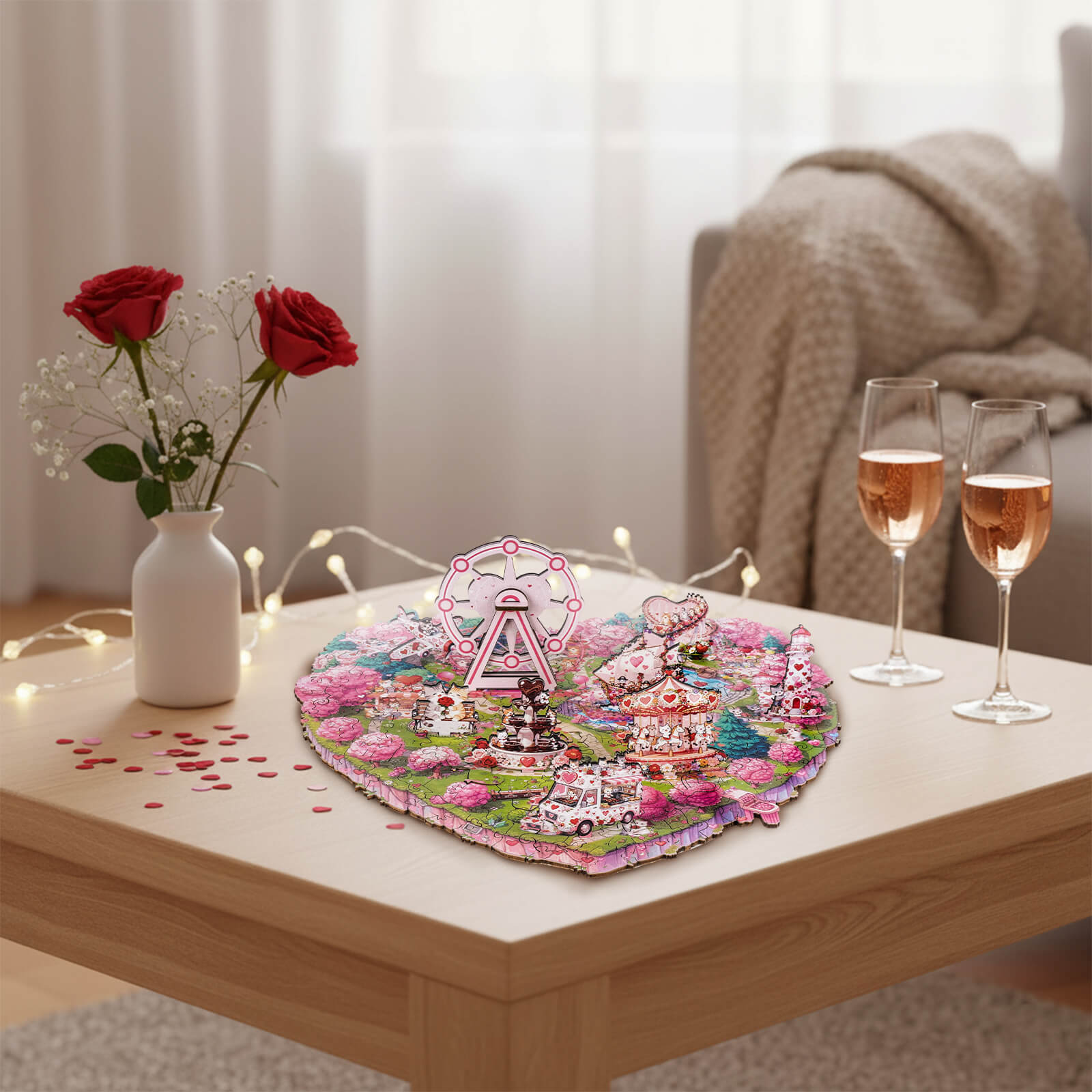 Valentine Kittyland Wooden Jigsaw Puzzle