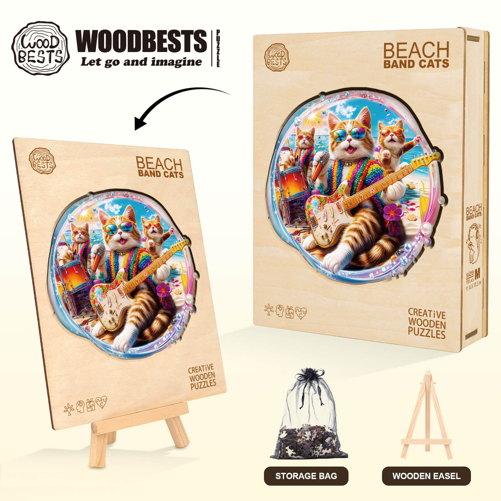BEACHBAND CATS Wooden Jigsaw Puzzle