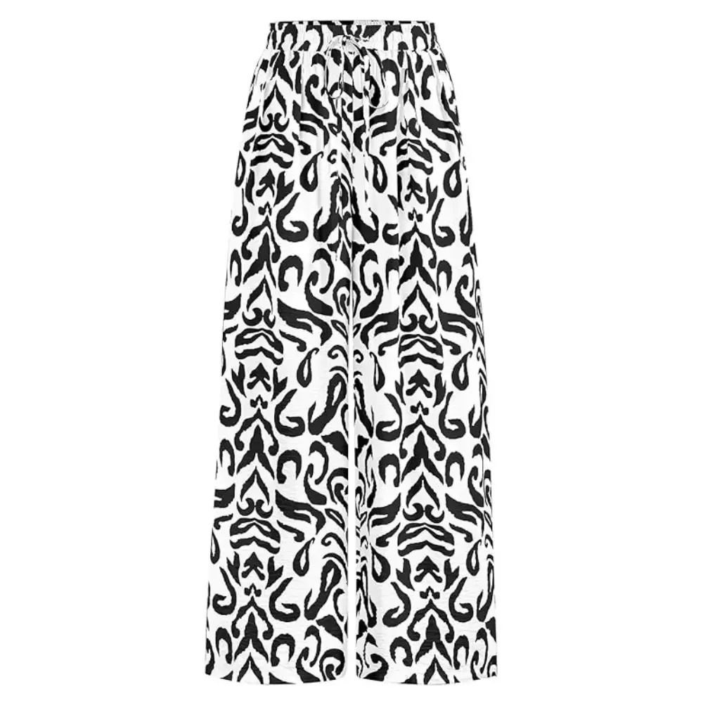 Women's Pants Elastic Waist Striped Lightweight Palazzo Trousers With Pockets Casual Lounge Wide Leg Bottoms