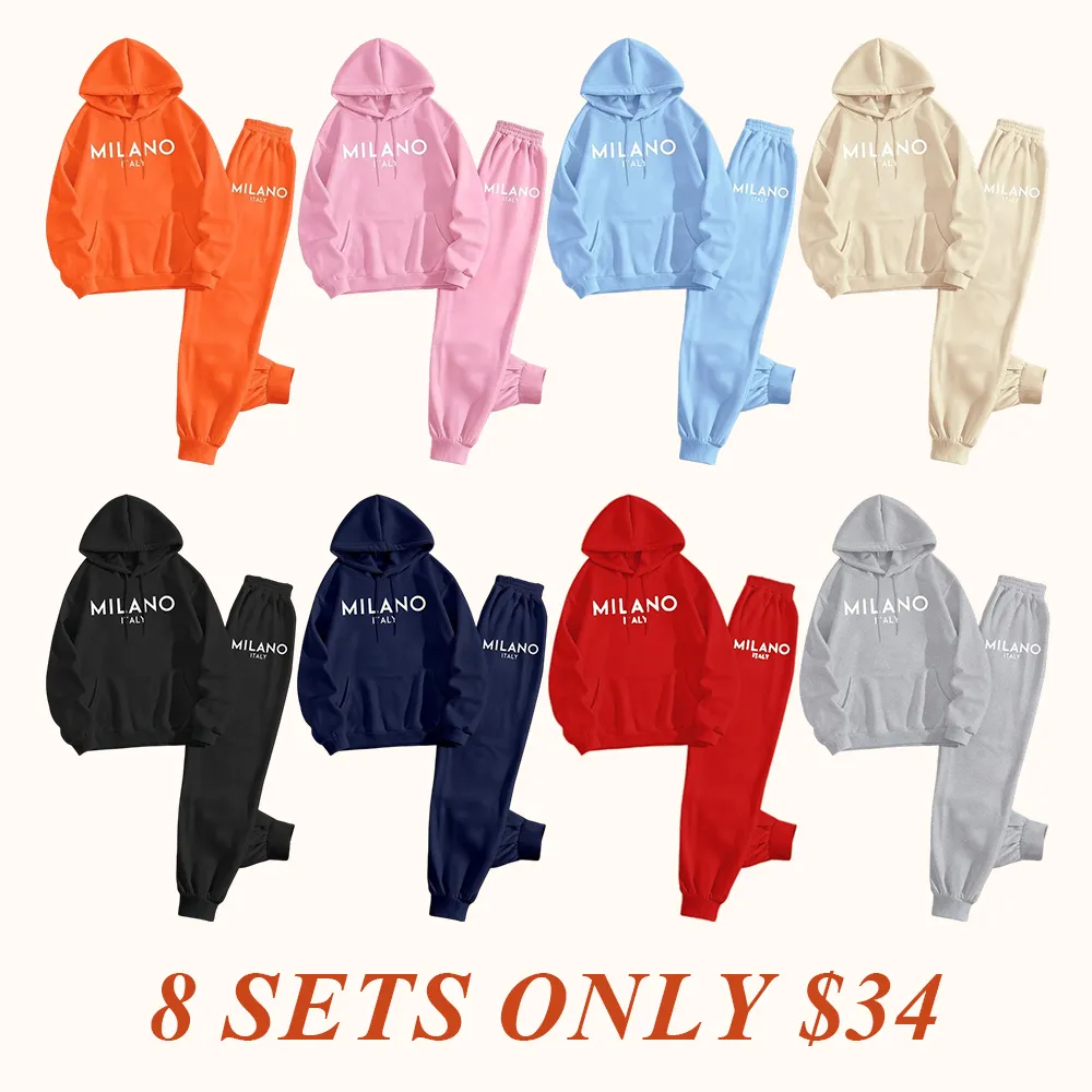 Women's Milano prints City print hoodie and drawstring track pants set