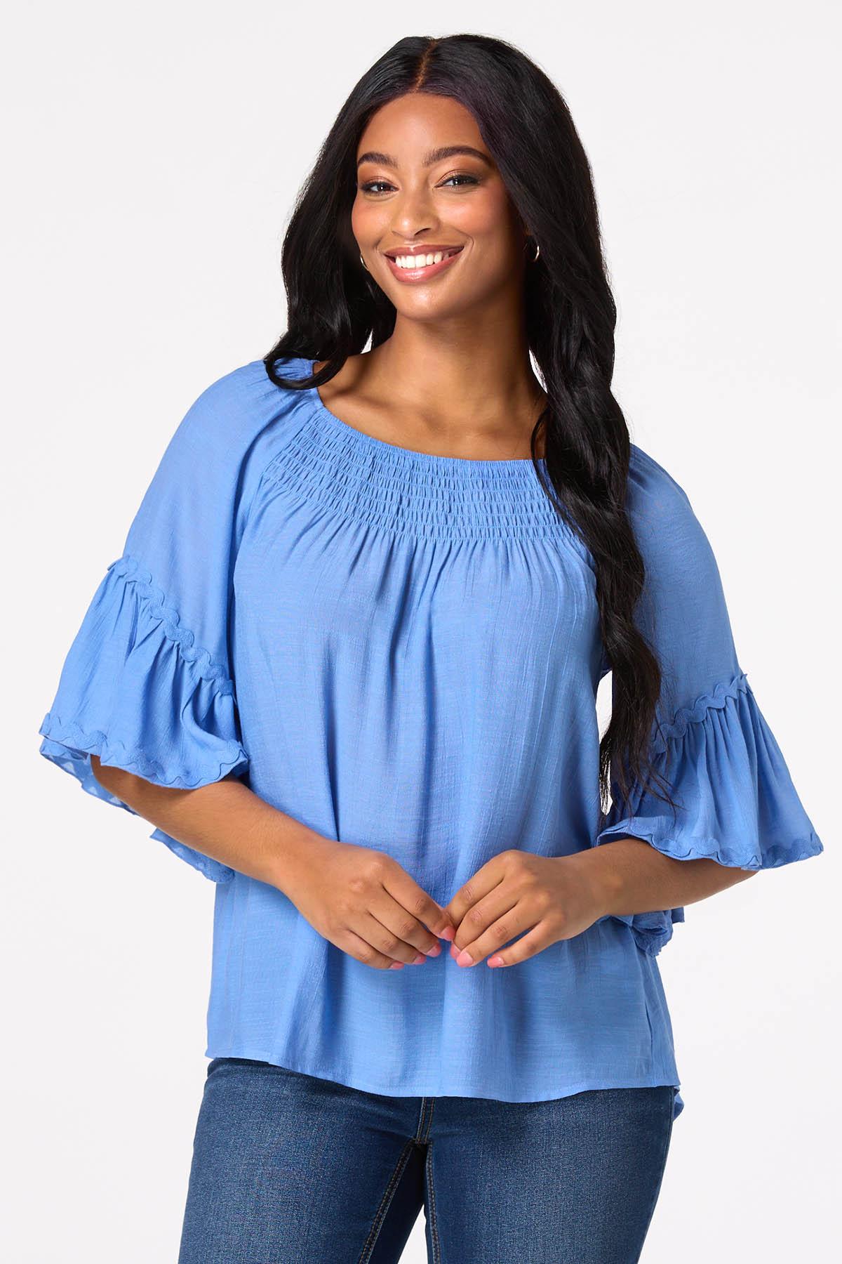 Smocked Ric Rac Sleeve Poet Top