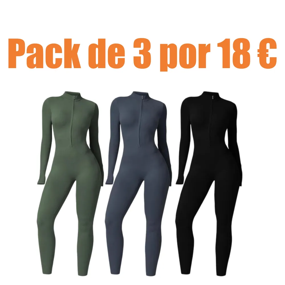 Sporty Women's Solid Color Half Zip Mock Neck Sports Jumpsuit