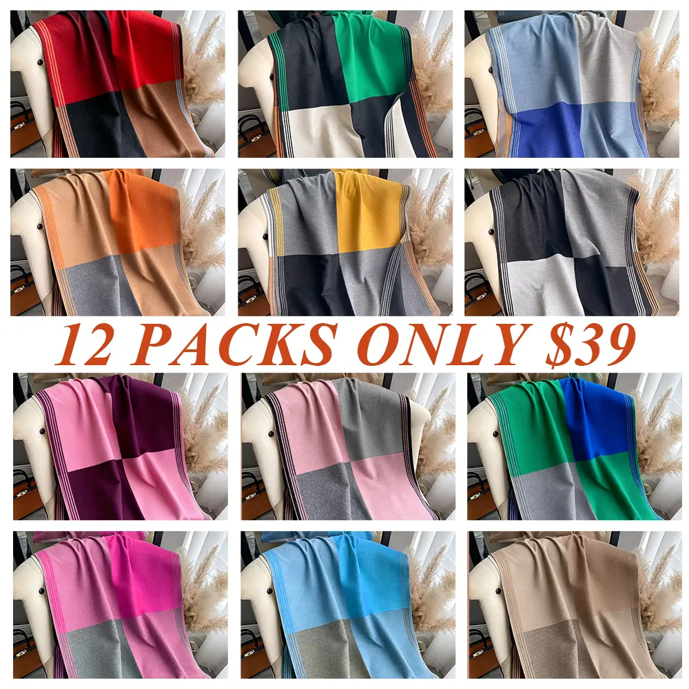 Women's Colorblock Tassel Decor Scarf