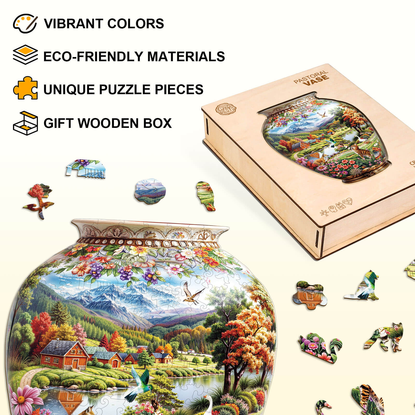 Pastoral vase Wooden Jigsaw Puzzle