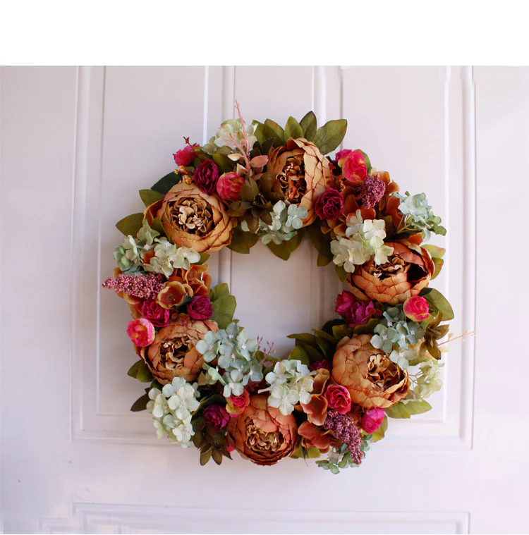 Silk Peony Wreath