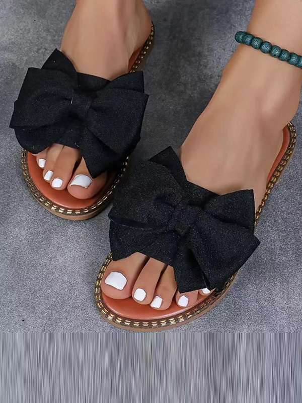 Bowknot Open Toe Split-Joint Slippers