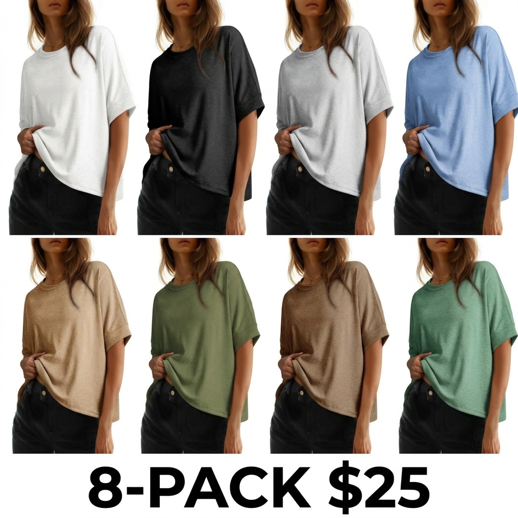 Women's Oversized Basic Tee – Soft Breathable Short Sleeve T-Shirt