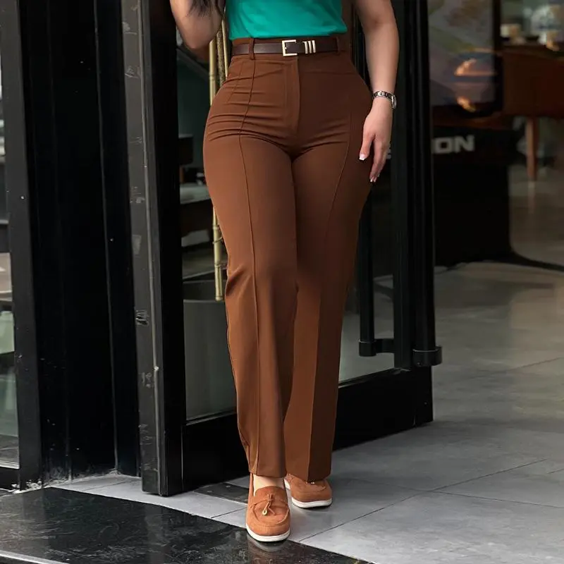 Women's high-waisted straight-leg work pants, business casual pants