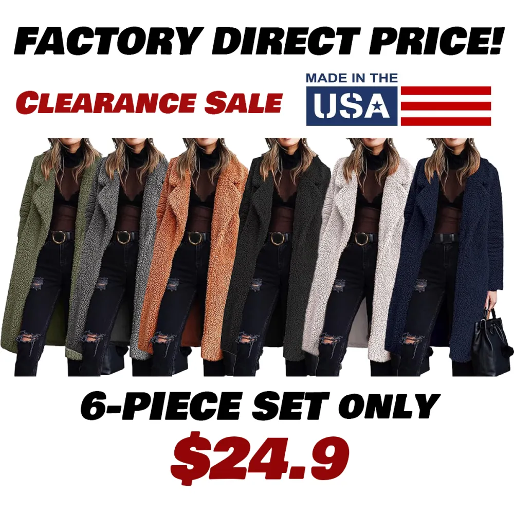 Women's Fuzzy Fleece Lapel Open Front Long Cardigan Coat Faux Fur Warm Winter Outwear Jackets Clothing Set