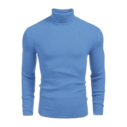 Autumn Men's Knitted Ribbed Turtleneck Slim Fit Basic Sweater