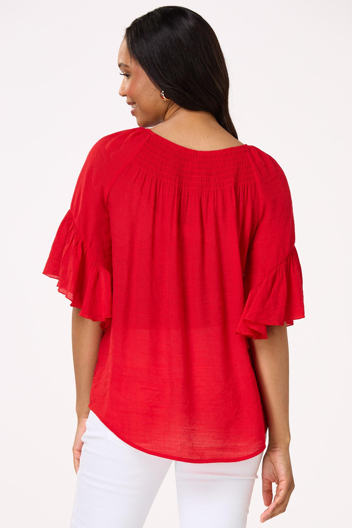 Smocked Flounced Sleeve Top
