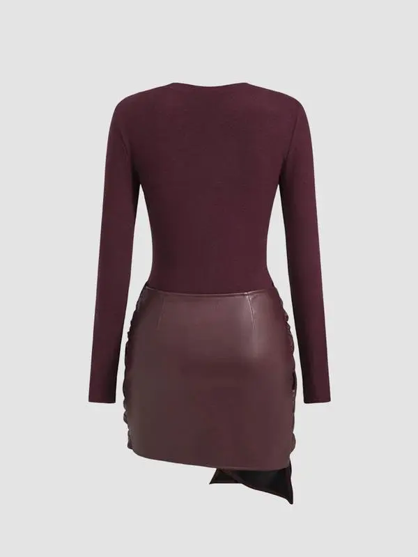 Women's Patchwork Knot Side Dress