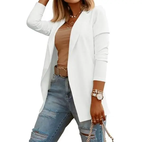 Womens Casual Long Sleeve Blazers Solid Color Knit Blazer Work Office Open Front/Button Down Blazer Jacket