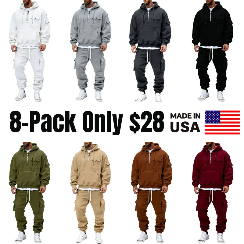 Cargo Two Piece Men's Hoodie Tracksuit Hoodie & Pants Set