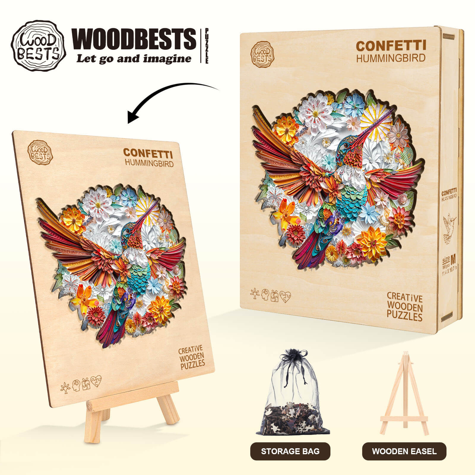 Confetti Hummingbird Wooden Jigsaw Puzzle